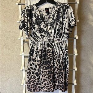 Bebe Black and White Animal Print Mini Dress